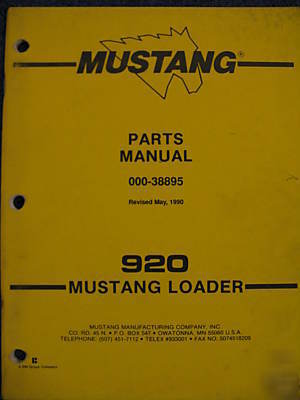 Mustang 920 skid steer loader parts catalog manual