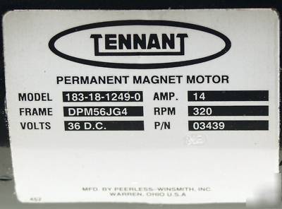 New tennant 36-v/36 volt/36-vdc 320 rpm 14 amp dc motor