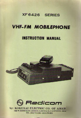 Redicom manual XF6426 series vhf-fm mobilephone