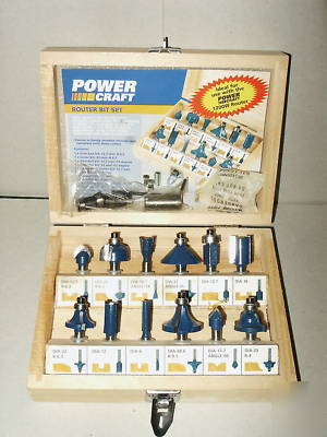 Set of 12 high quality router bits complete in box.