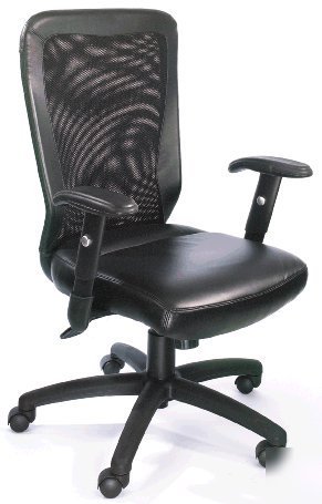 Hitech black mesh back leather plus seat computer chair