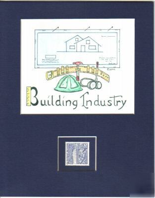 Bldg. industry-construction print, skyscraper stamp