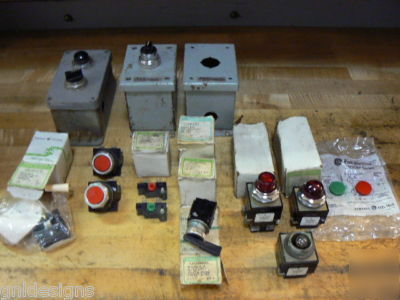 20PC lot ge CR104P pushbuttons lights & contact blocks 