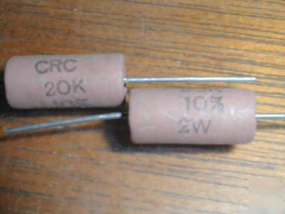 410 crc resistors, 20K, 20,000 ohms, 2 watt, 10% nos