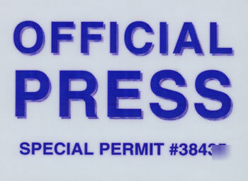 Official press windshield static cling pass
