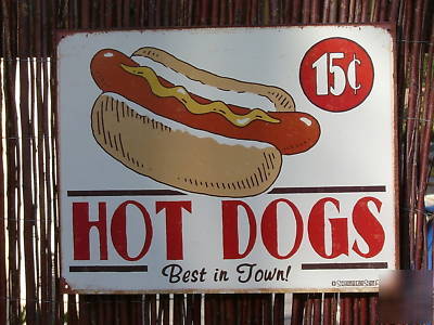 Hot dogs metal sign best in town