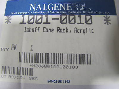 Imhoff 1001-0010 cone rack, acrylic, nalgene