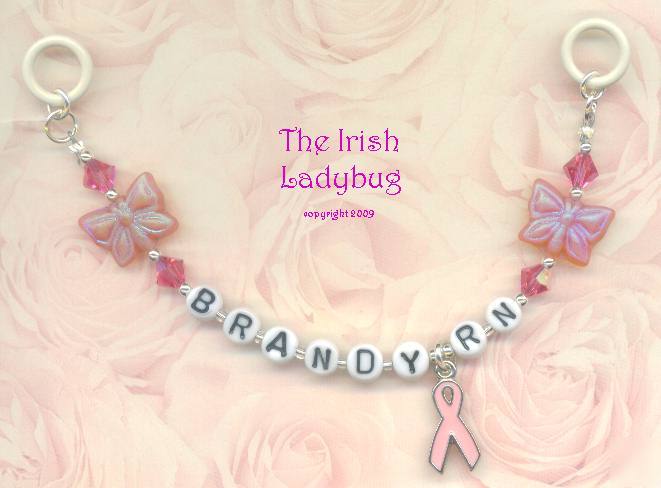 Personalized pink ribbon butterfly stethoscope id 