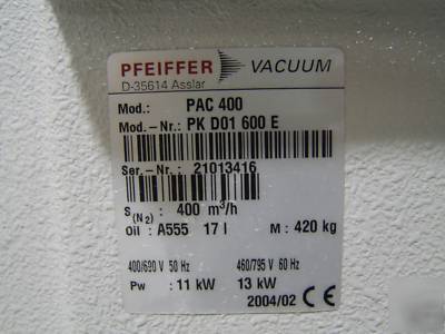Pfeiffer pac-400 industrial vacuum pump great condition