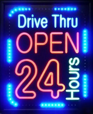 Led neon animation drive thru open 24 hours sign L1