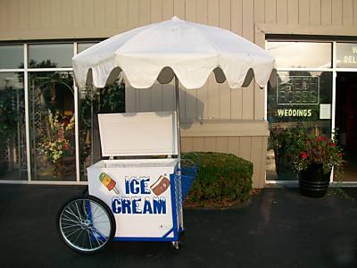 New vendor ice cream push cart w/umbrella & graphics