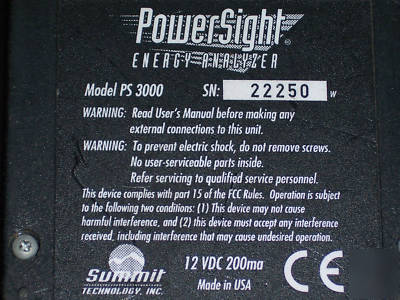 PS3000 powersight energy harmonic analyzer summit tech 