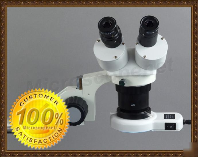 Stereo microscope 20X-40X-80X boom stand + 54 led light