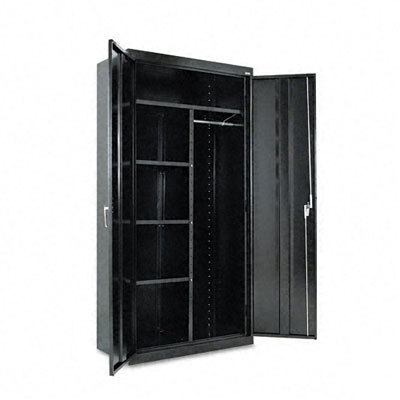 Assembled wardrobe, 1 fixed/3 adjustable shelves black