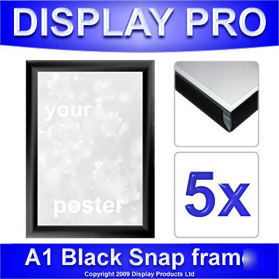 5 x A1 black snap frames leaflet poster menu displays