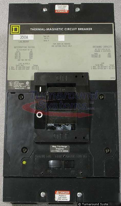 Square d LAL36350 circuit breaker, 350 amp, 600 v, 3 p