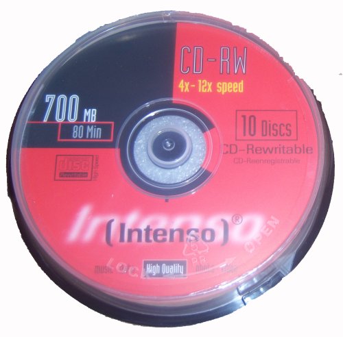 10 intenso blank cd discs cd-rw re-recordable cd-r 12X