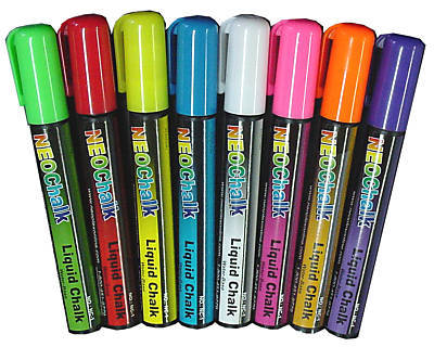 8 neon color liquid chalk marker fluorecent bright wet