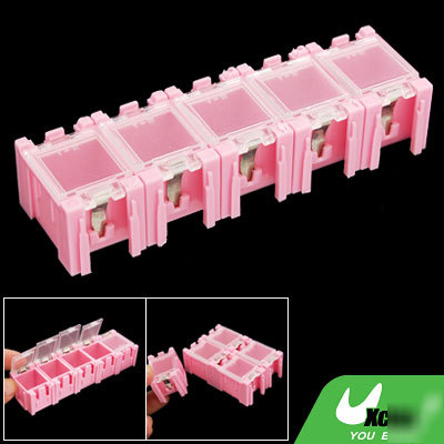 Plastic components electronics storage boxes pink case