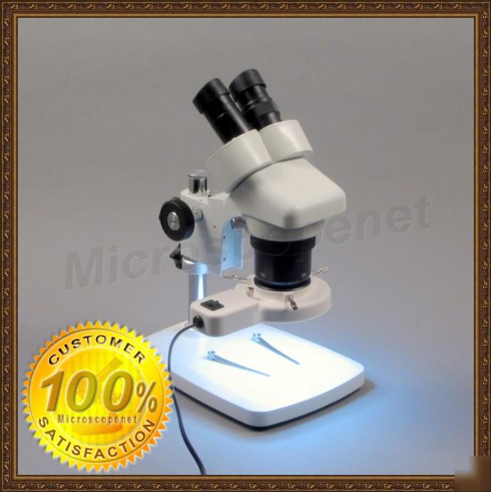 Stereo microscope 5X-60X 6 pwr level with 8W ring light