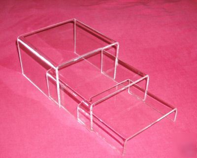 3 perspex acrylic nesting display stands risers shelves