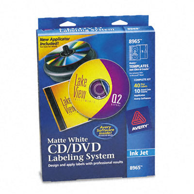Cd/dvd kit w/40 labels & 10 inserts for inkjet printer