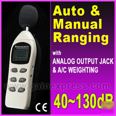 Digital decibel sound level meter, 40-130DB auto/manual