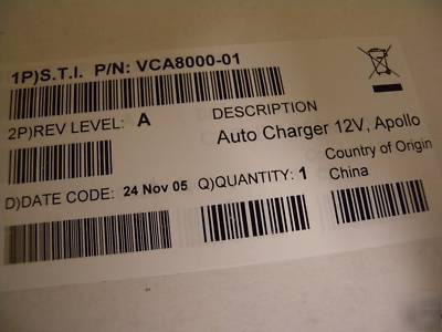 Symbol car cigarette adapter auto charger VCA8000