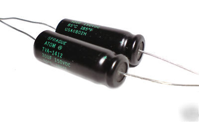 Sprague atom TVA1412 axial capacitors 30UF / 150VDC