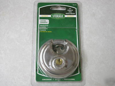 Storage padlock discus round lock stainless steel 2 3/8
