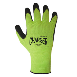 6 pair charger foam latex palm coated work glove size l