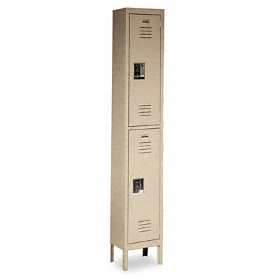 Quick-assemble double-tier locker, 12 x 18 x 78, tan