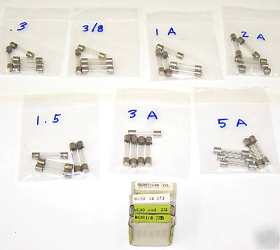 20 1/16 1/4 1A 273 micro fuses + 75 3AG fast fuses n