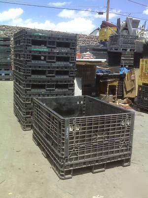 Black ropak collapsible pallet-bulk bins tote 48X64X34