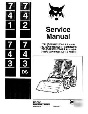 Bobcat service manual 741 742 743 skidsteer ingersoll r