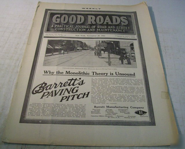 Good roads 1911 construction magazine vol.42, no.22
