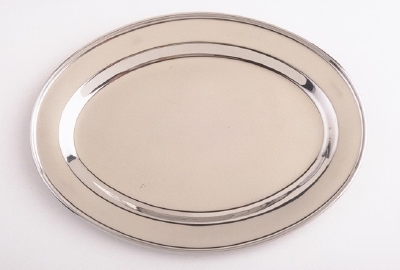 Lot of 4 elegant stainless steel oval serving platters