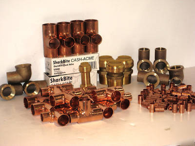 Lot of copper,brass,sharkbite fittings, plumbing parts