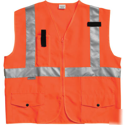 X-treme class 2 high-viz deluxe surveyor vest orange, l