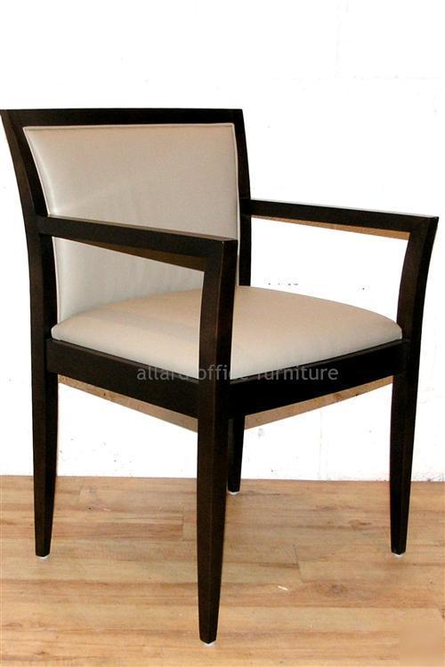 Pair top quality leather mahogany dining meeting chair