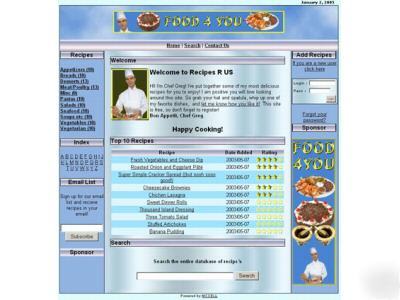 Terrific & fun recipe listing website 1 yr free host 