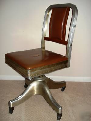 Vintage shaw walker wood aluminum office chair 8309 pp