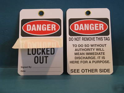 Danger osha lockout tags self sealed laminated