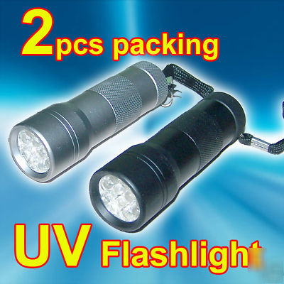 2X blacklight,12LED uv flashlight,money & note detector
