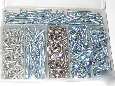 500 assorted zinc & stainless sheet metal screws + case