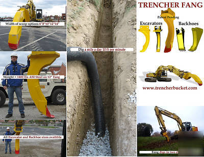 Backhoe trenching bucket trencher fang mini excavator