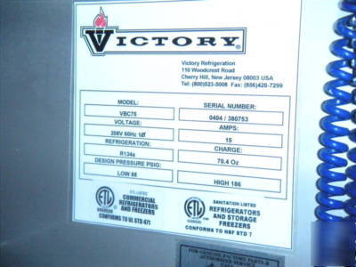 Victory single door blast chiller refrigerator m#vbc-75