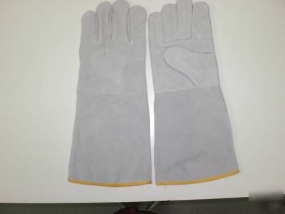 Grey leather welding glove(gauntlet)top QUALITY16