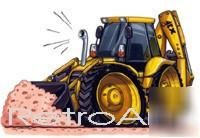 Retroartz cartoon car digger excavator tractor not jcb