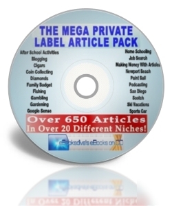 The mega private label article pack 650 plr artciles cd
